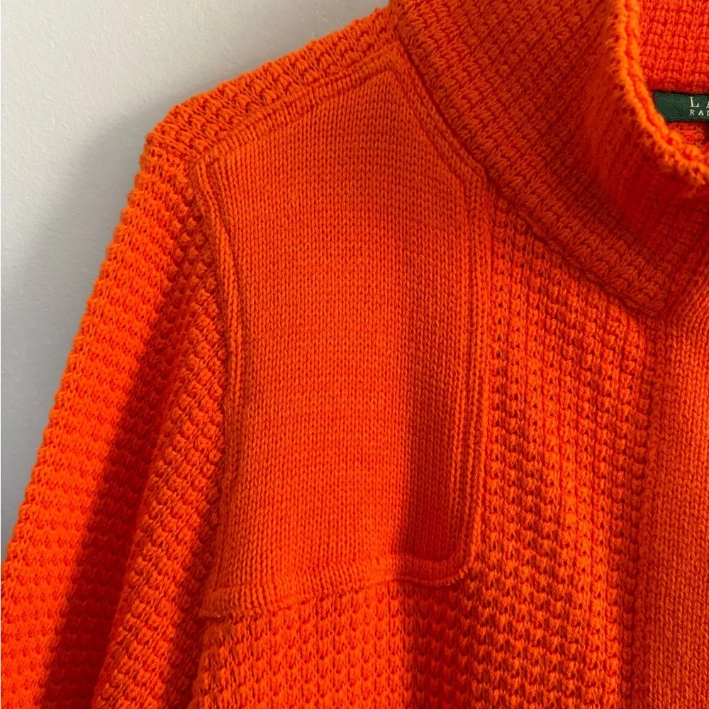 Lauren Ralph Lauren Womens Knit Sweater Coat Orange size 1X Full Zip‎ Button